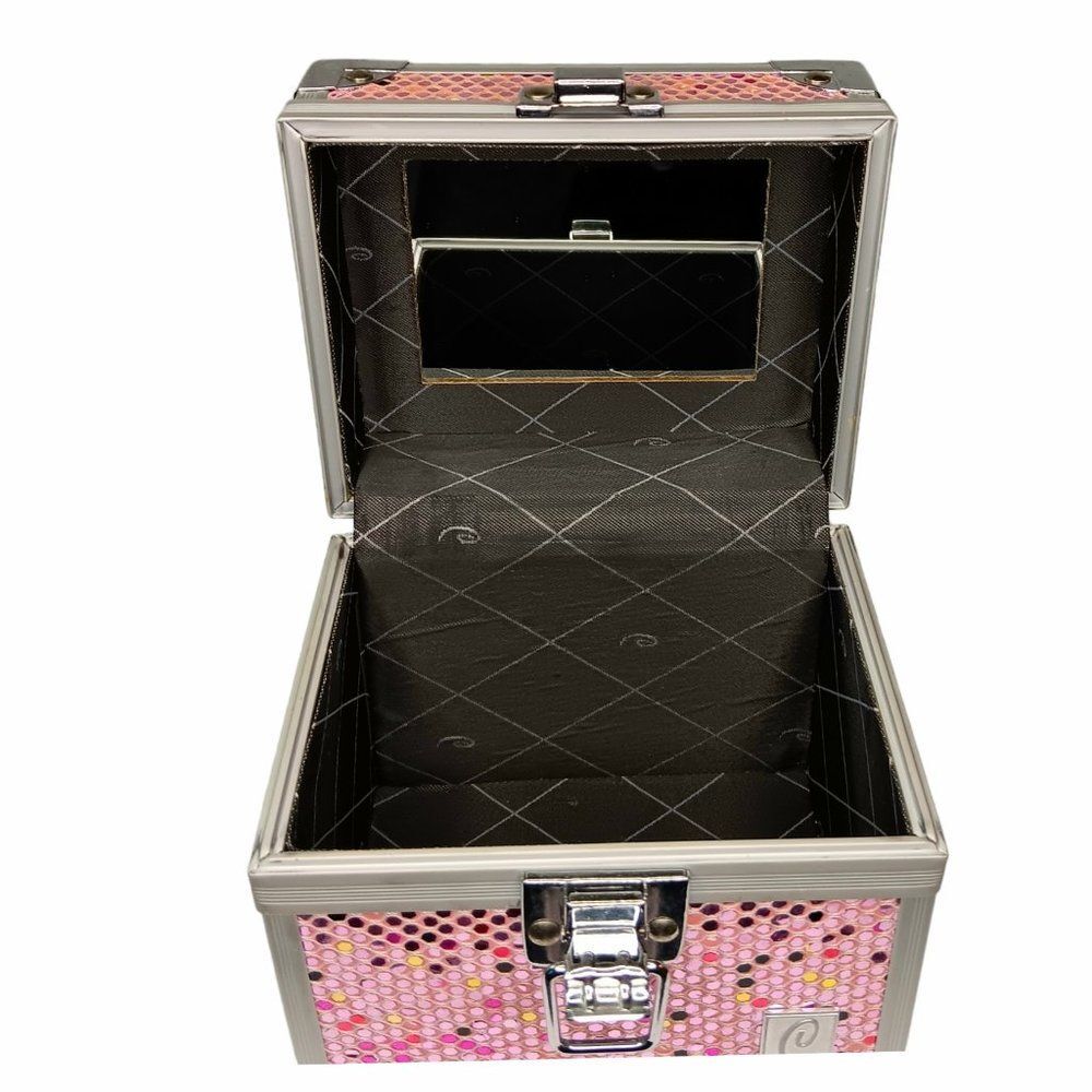 Caboodles Pink Sequin Mini Makeup Case Organizer 2012 Approximately 5" x 5" - Picture 2 of 11